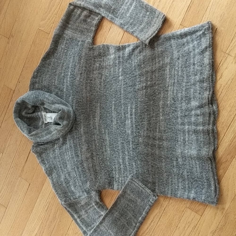 Tribal Jeans: Tan/grey ombre, cowl neck sweater.